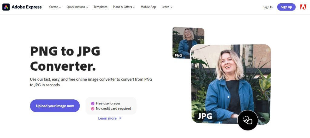 Adobe express PNG to JPG Converter.